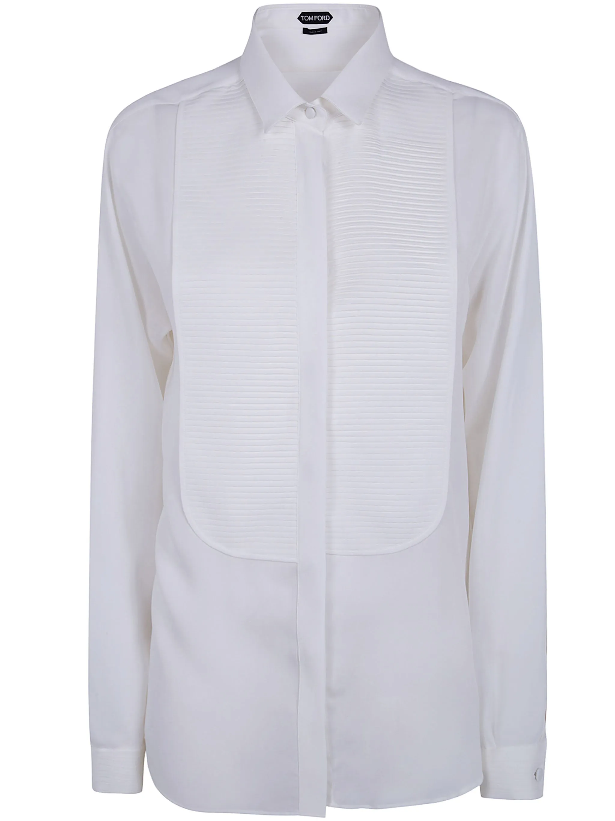 WASHED SILK GEORGETTE TUXEDO SHIRT sold by Lord & Taylor