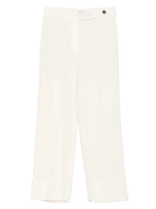 VISCOSE AND LINEN FLUID TWILL CIGARETTE TROUSERS WITH MONILI made by Brunello Cucinelli