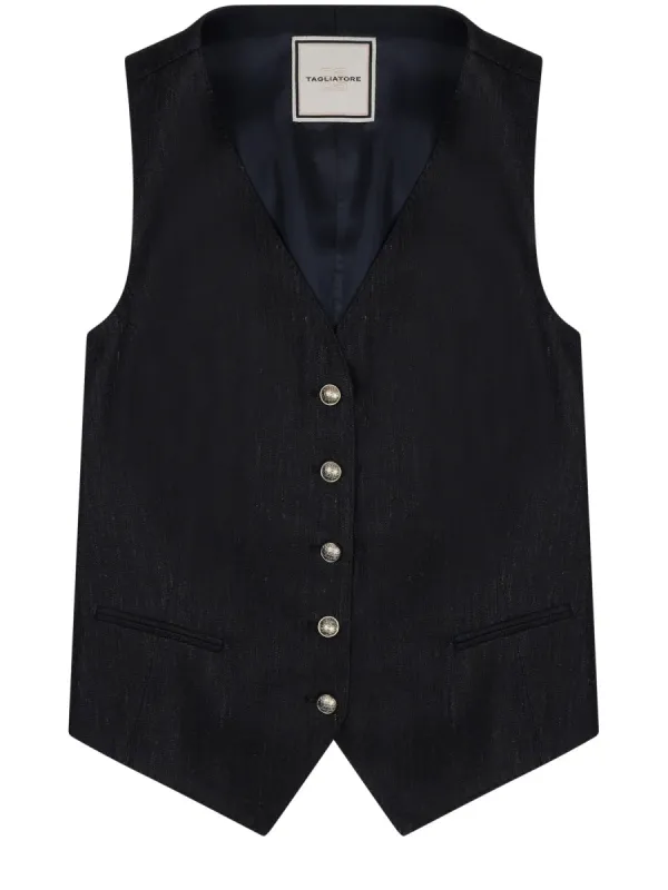 GILET IN LINO CON BOTTONI made by Tagliatore