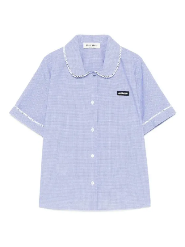 COTTON SHIRT WITH SHORT SLEEVES made by Miu Miu