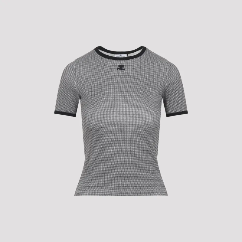 Courreges Houndstooth Contrast T-Shirt made by Courreges