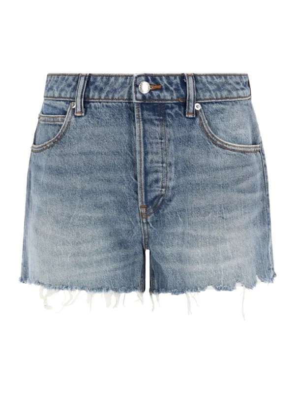 ALEXANDER WANG FRAYED DENIM SHORTS WITH LOGO made by Lord & Taylor