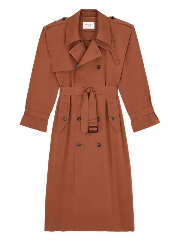 CARAMEL COTTON BLEND OVERSIZE TRENCH COAT made by Yves Saint Laurent
