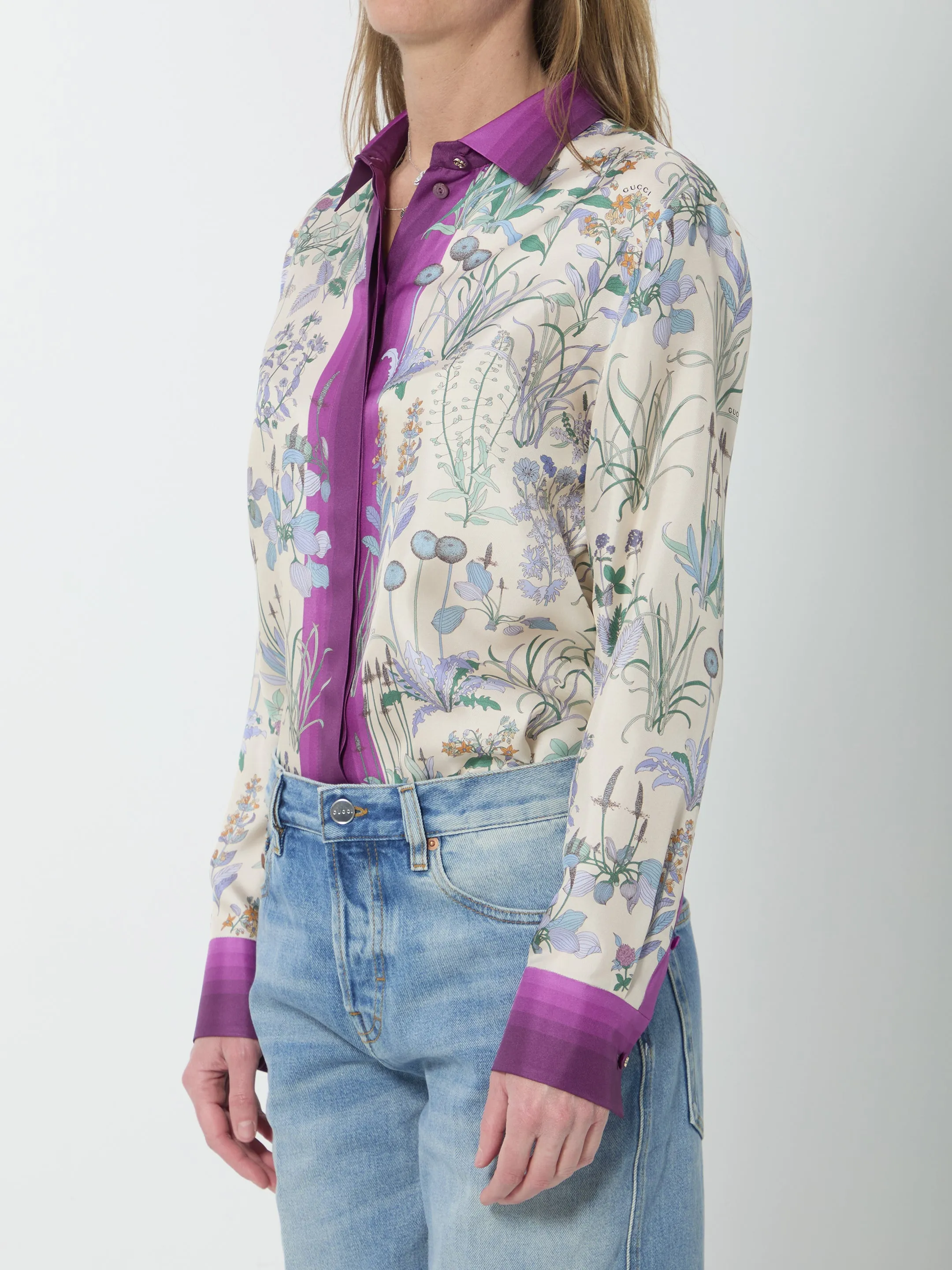 Printed silk twill shirt sold by Lord & Taylor product image thumbnail 2