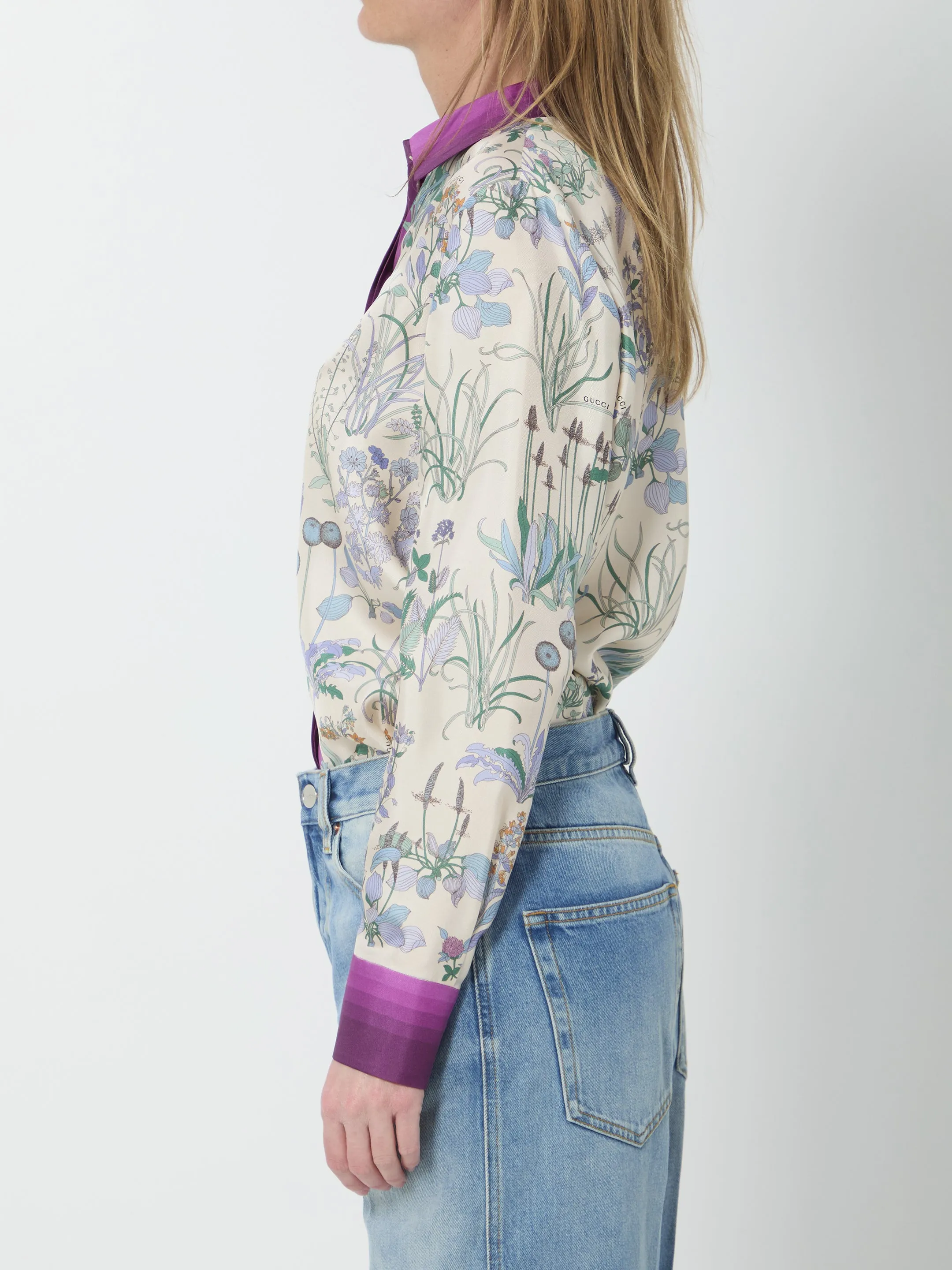 Printed silk twill shirt sold by Lord & Taylor product image thumbnail 3