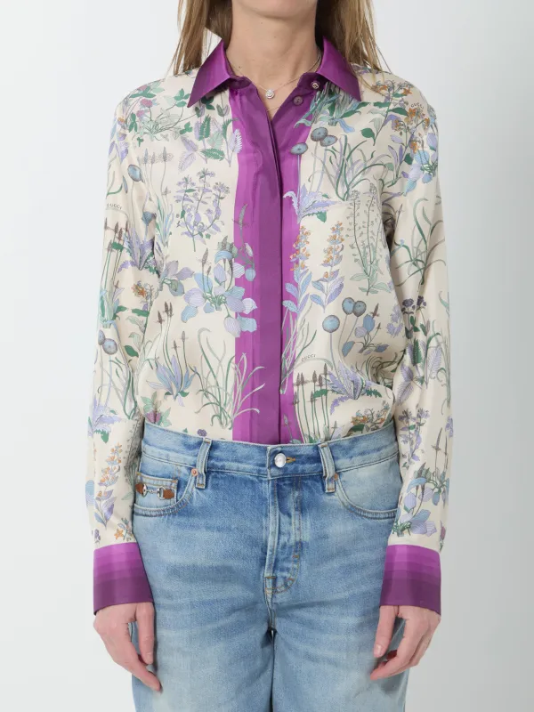 Printed silk twill shirt made by Gucci