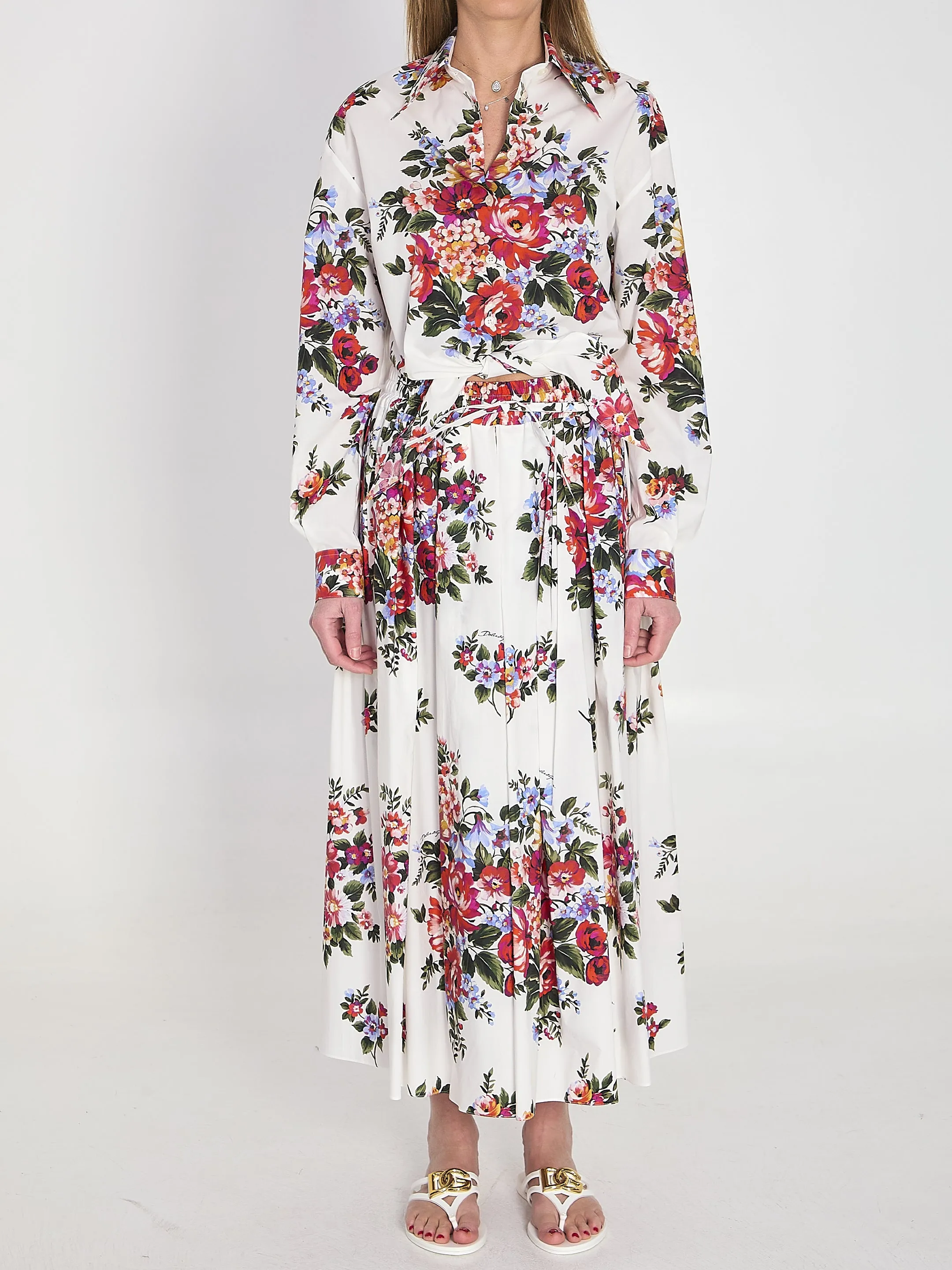 DOLCE&GABBANA FLORAL POPLIN MIDI SKIRT sold by Lord & Taylor product image thumbnail 5
