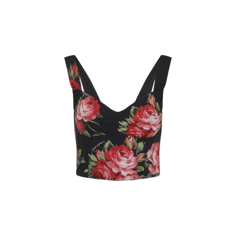 DOLCE&GABBANA ROSE BUSTIER COTTON TOP made by Dolce & Gabanna