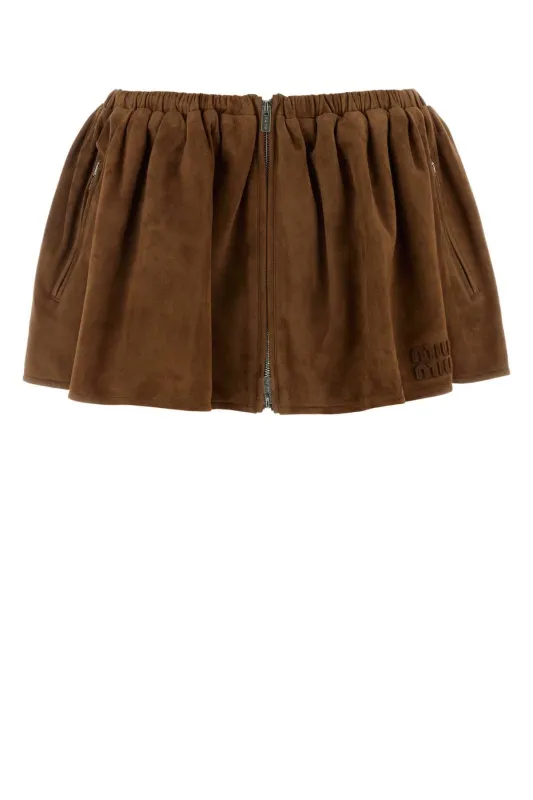 CAMEL SUEDE MINI SKIRT made by Miu Miu