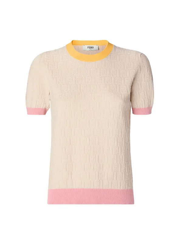 Cotton and silk short sleeves knitwear made by Fendi