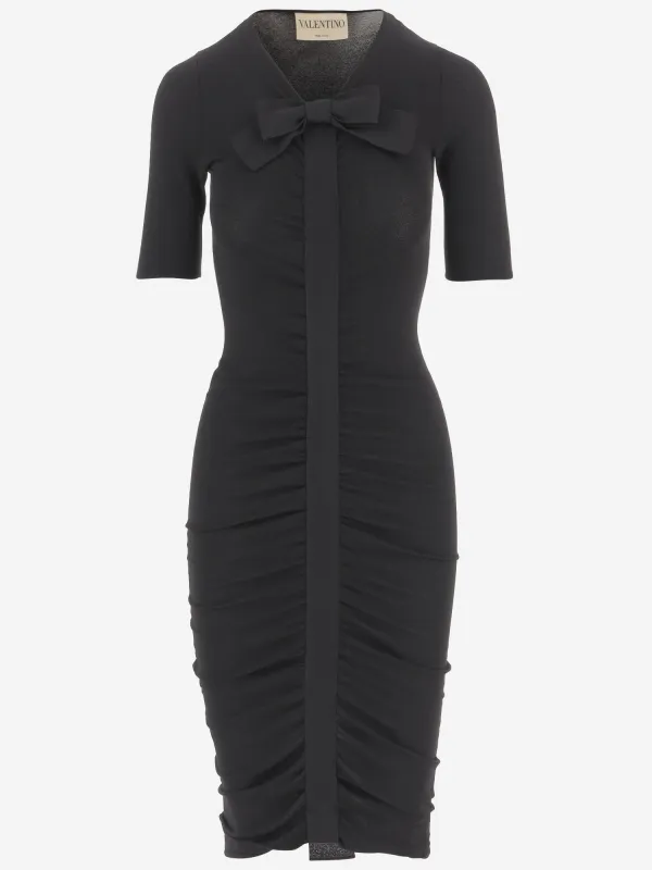Dress with Bow, Viscose — Black made by Valentino