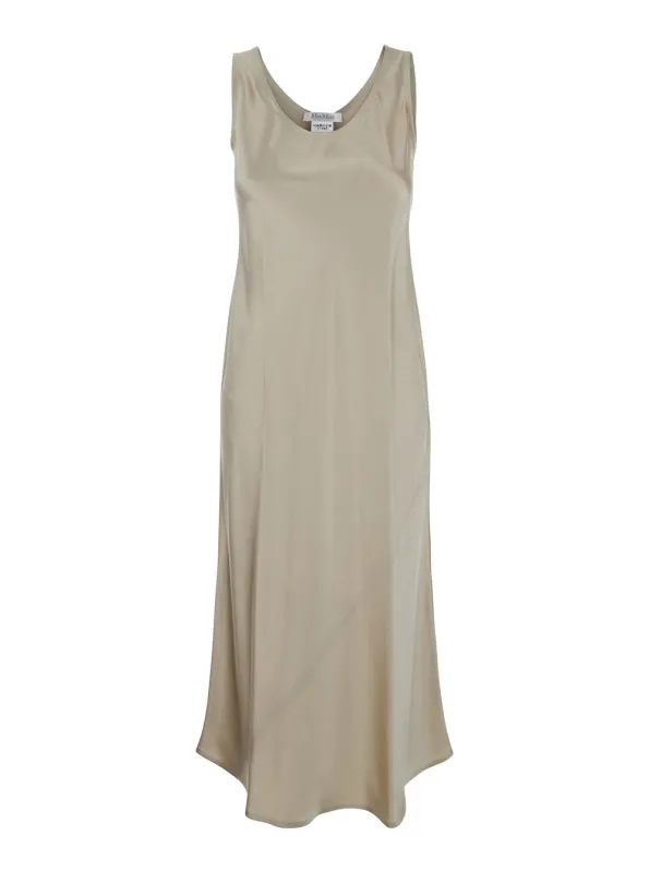 Beige Silk Dress with Asymmetrical Bottom made by MaxMara