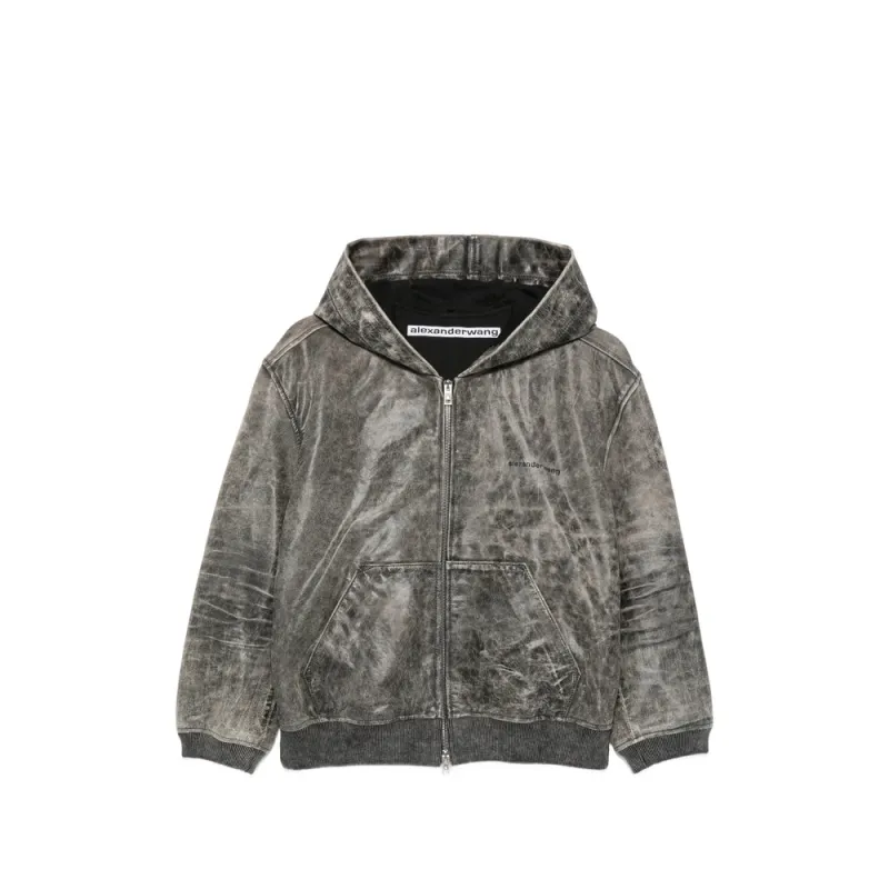 Hooded Zip Sweatshirt Grey made by Alexander Wang