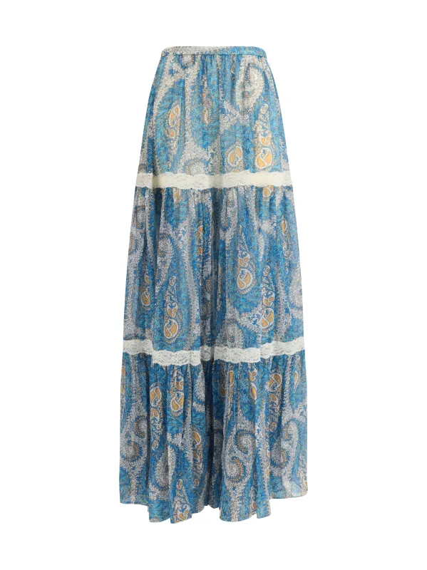 Maxi Skirt Silk Crepon Multicolour made by Etro