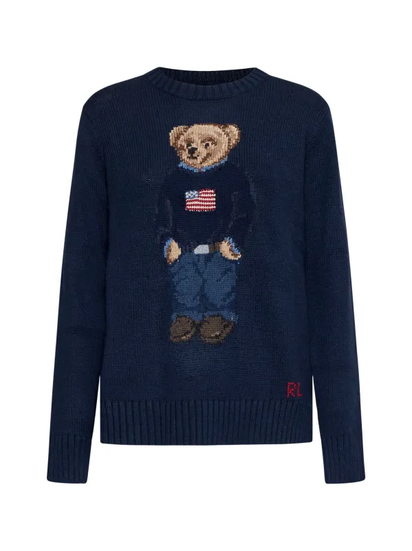Cotton-Linen Crew Neck Sweater - Blue made by Polo by Ralph Lauren