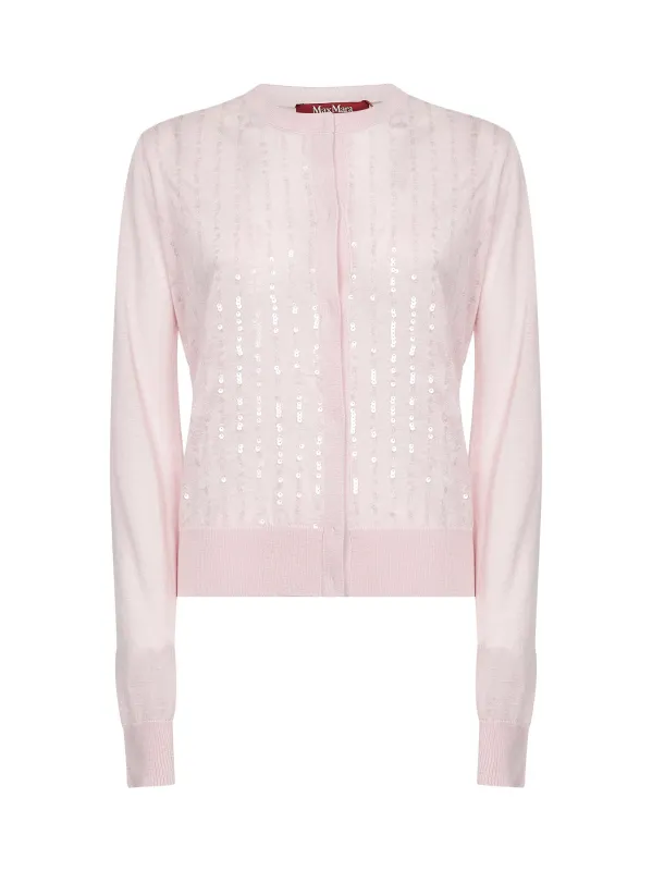 Pink Knit Cardigan with Sequins made by MaxMara