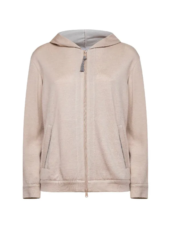 Zip-up Hoodie Beige made by Brunello Cucinelli