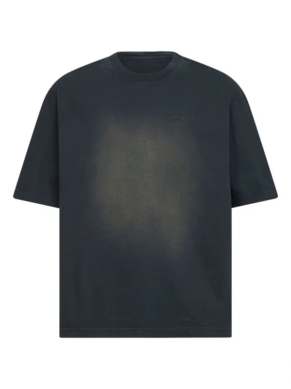 Black Bleached Cotton Jersey T-Shirt made by Golden Goose