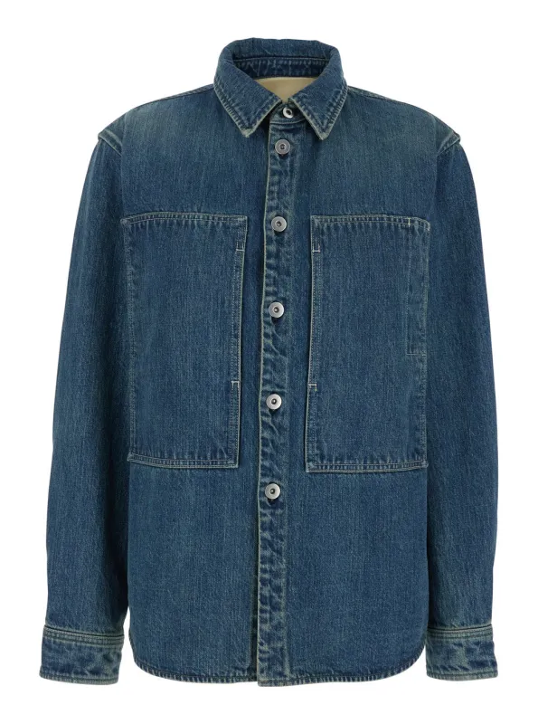 Blue Denim Shirt with Logo Patch made by Jil Sander