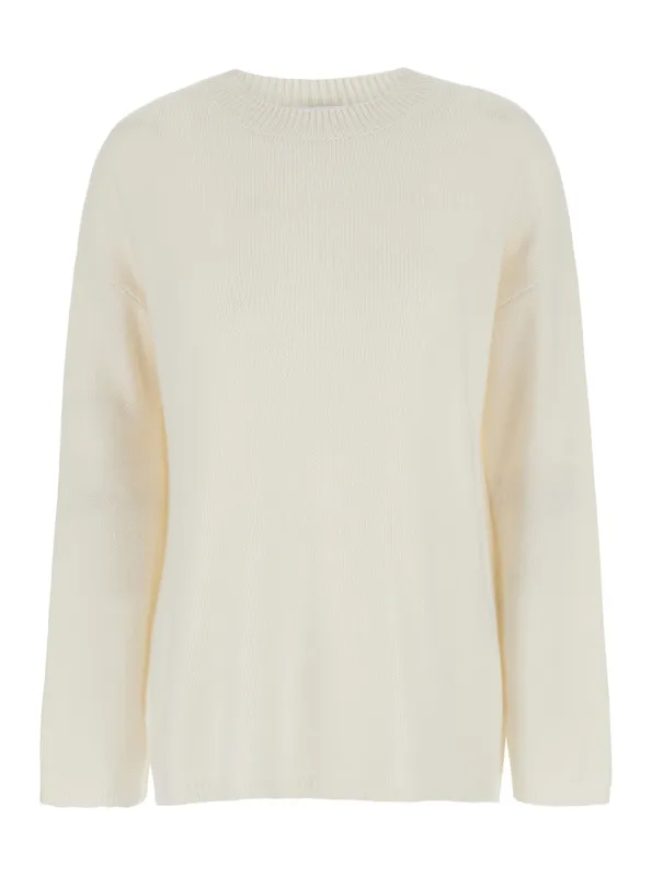 White Cashmere Relaxed Crewneck Sweater made by Allude