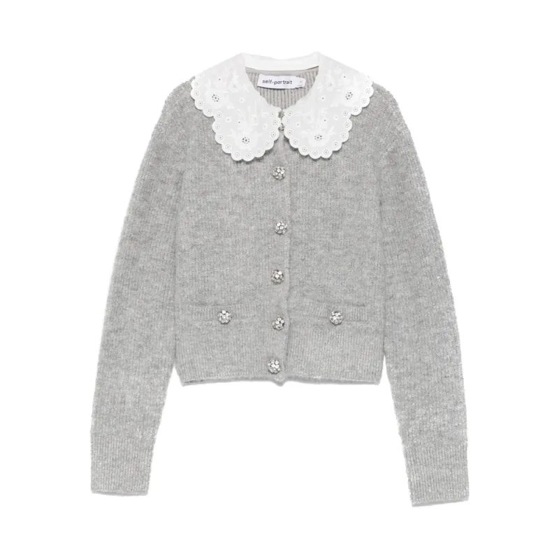 Grey Scalloped Collar Sweater made by Self-Portrait