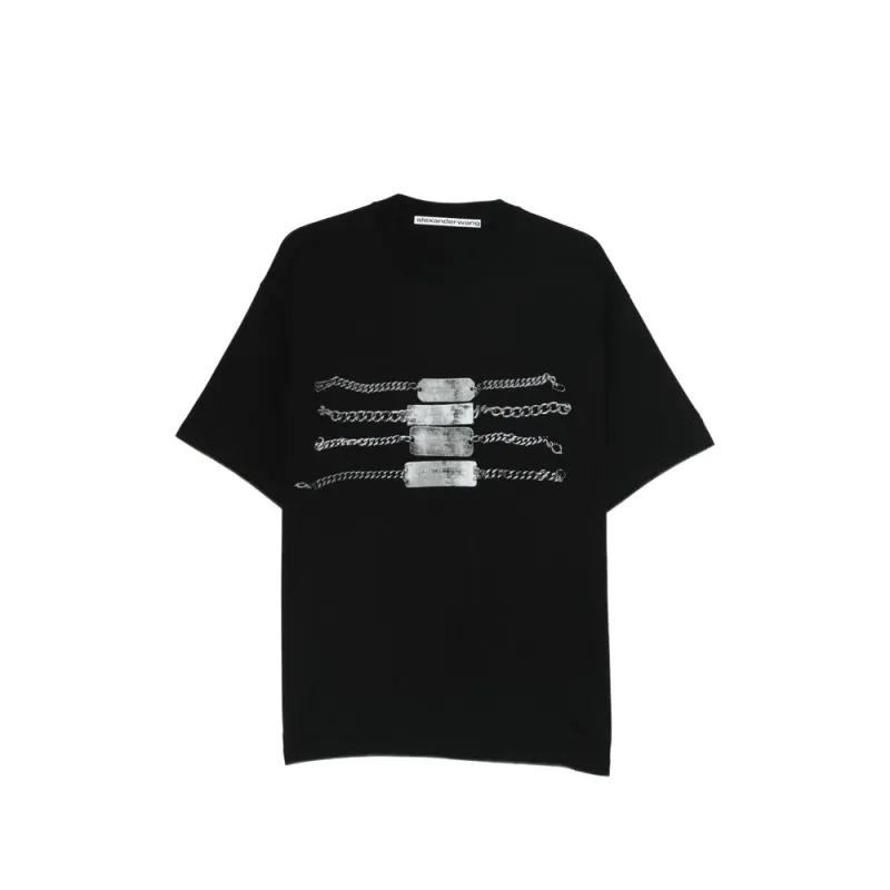 Chain Print Black T-Shirt made by Alexander Wang