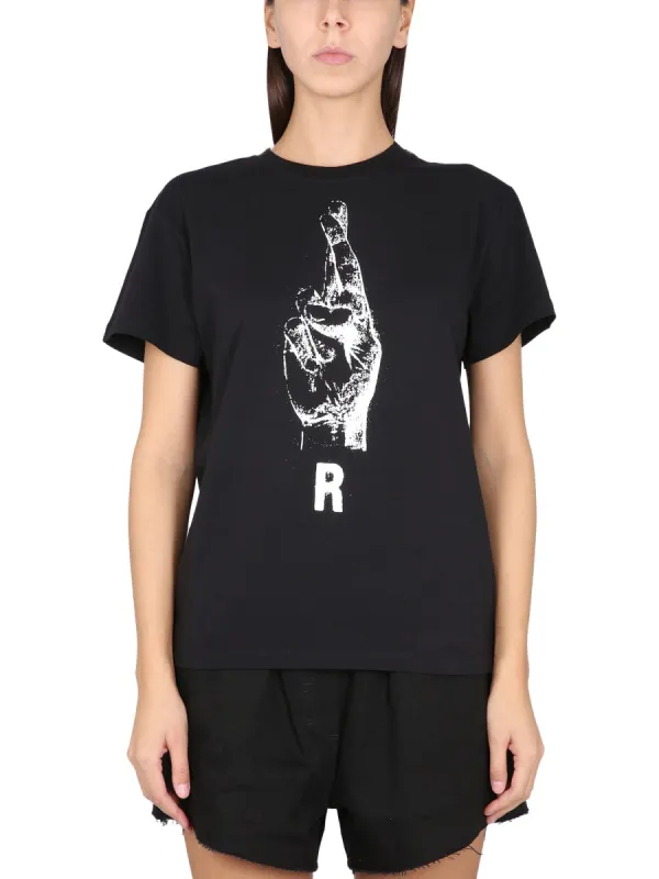 Crewneck T-Shirt with Front Logo Print made by Raf Simons