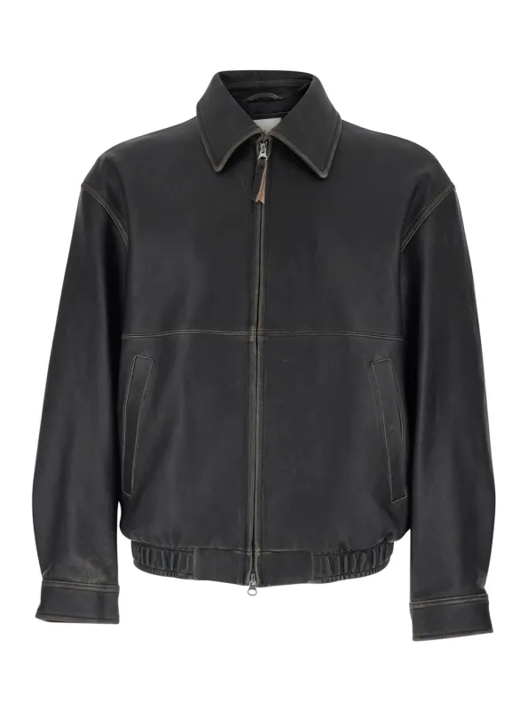 Leather Jacket UDJU6A105G3 Black made by Dunst