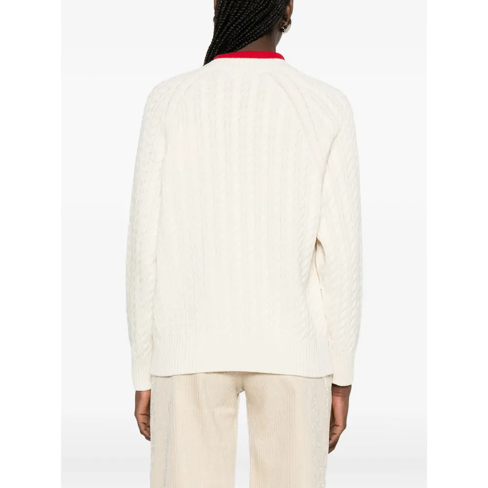 Beige Flower Appliqué Cable-Knit Sweater sold by Lord & Taylor product image thumbnail 4