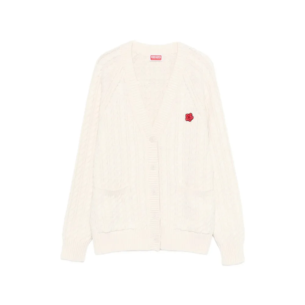 Beige Flower Appliqué Cable-Knit Sweater sold by Lord & Taylor