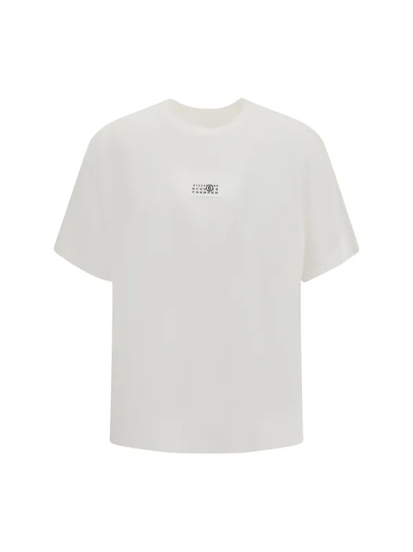 T-Shirt with Front Logo Off White made by Maison Margiela