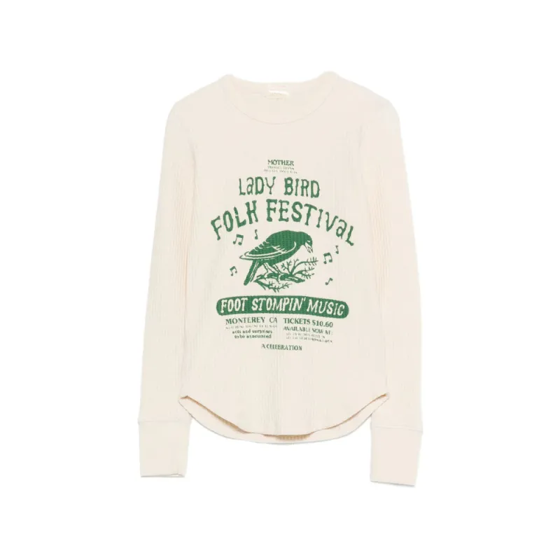 Beige Waffle Knit Sweater made by MOTHER