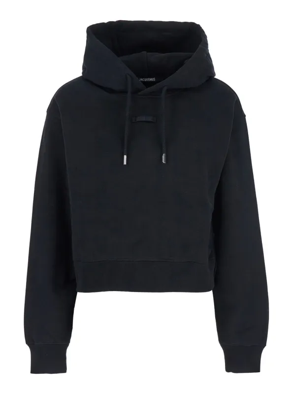 Cropped Hoodie Le Hoodie Gros Grain Black made by Jacquemus