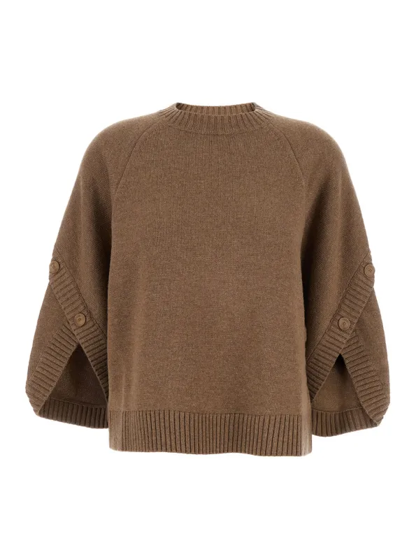 Brown Crewneck Sweater in Wool and Cashmere made by MaxMara