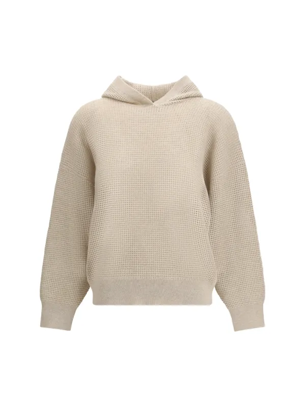 Hooded Cashmere Sweatshirt Rustic Beige made by Brunello Cucinelli