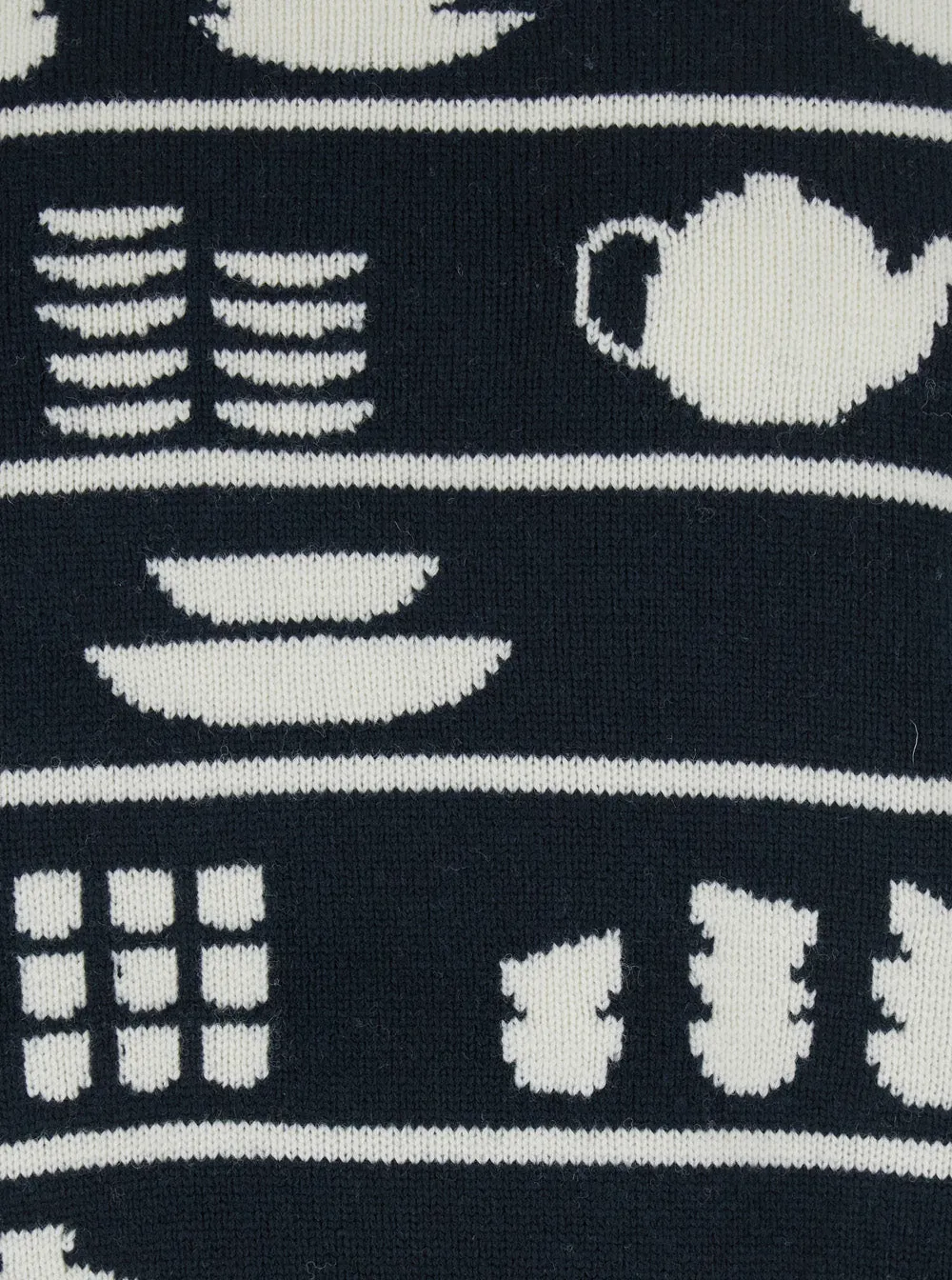 Black and White Crewneck Sweater with Tableware Motif sold by Lord & Taylor product image thumbnail 3