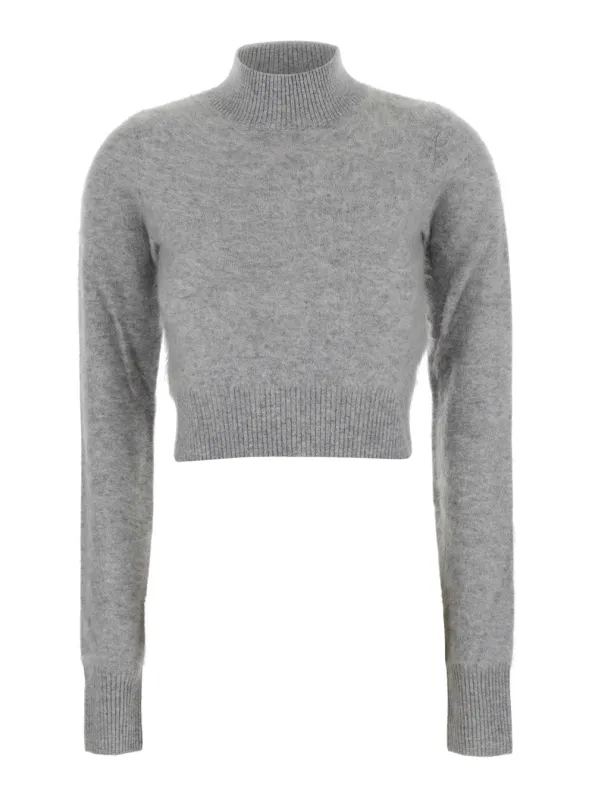 Gubbio Grey Cropped Cashmere Sweater made by Sportmax