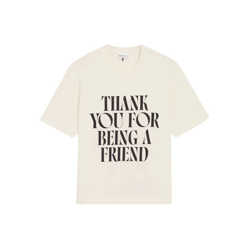 White Cream T-Shirt with Signature Print made by Ami