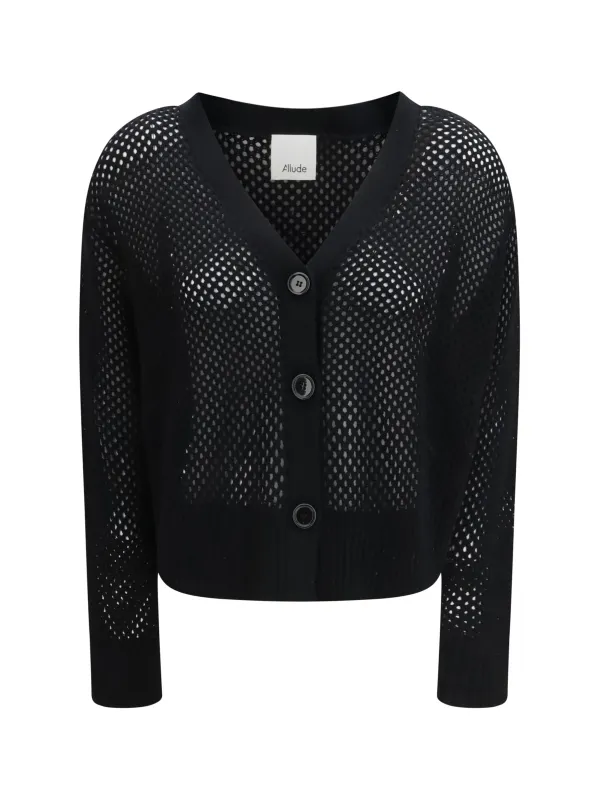 Cardigan V-neck Buttoned Black made by Allude