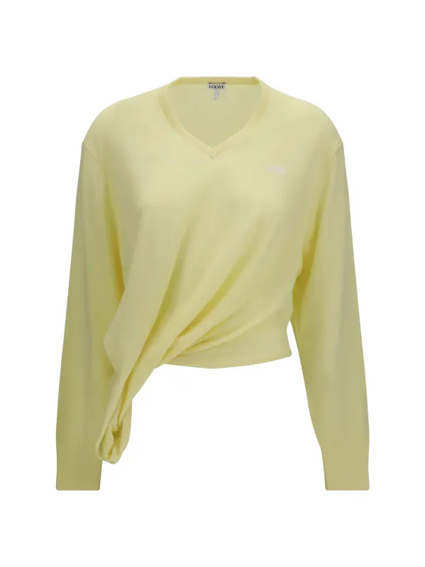 Wool Sweater V-Neck Light Yellow made by Loewe