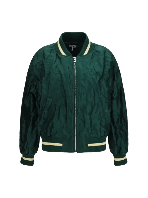Bomber Jacket Dark Green Technical Taffeta made by Loewe