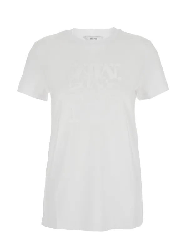 White Crewneck T-Shirt with Tonal Logo made by MaxMara