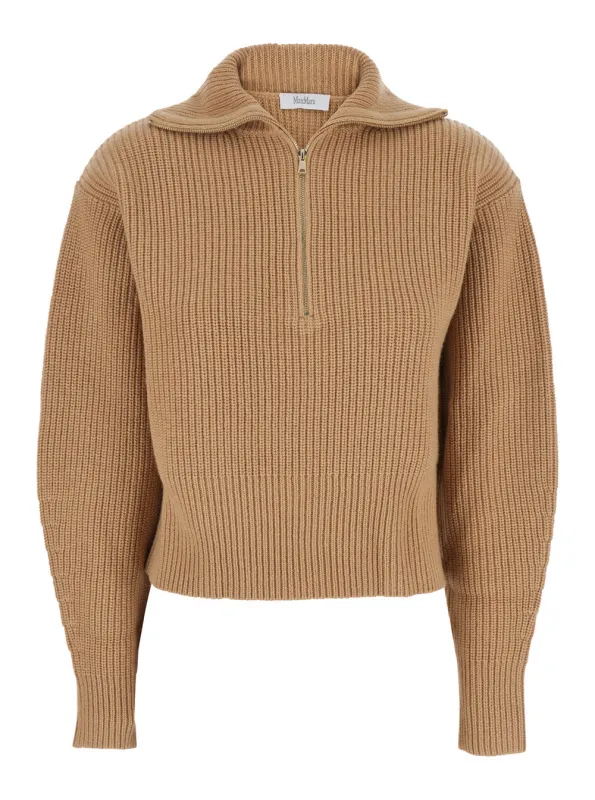 Beige Wool and Cashmere Blend Turtleneck Sweater made by MaxMara