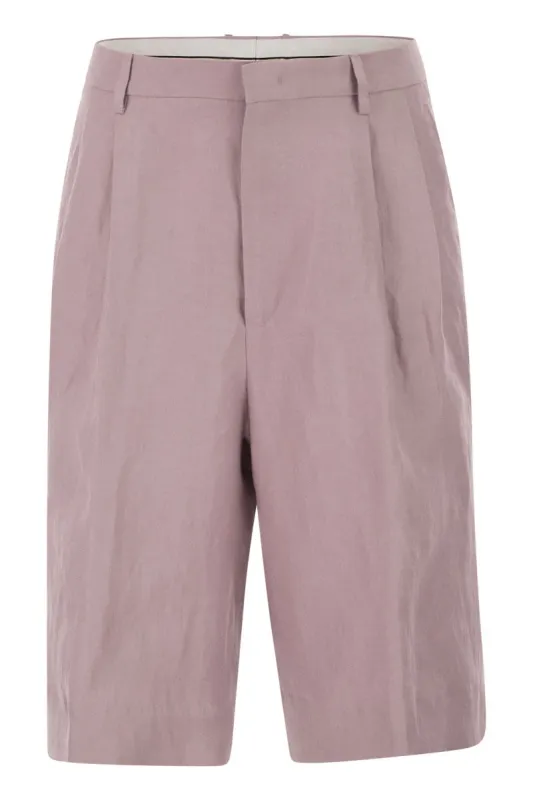 TAILORED LINEN BERMUDA SHORTS made by Tagliatore