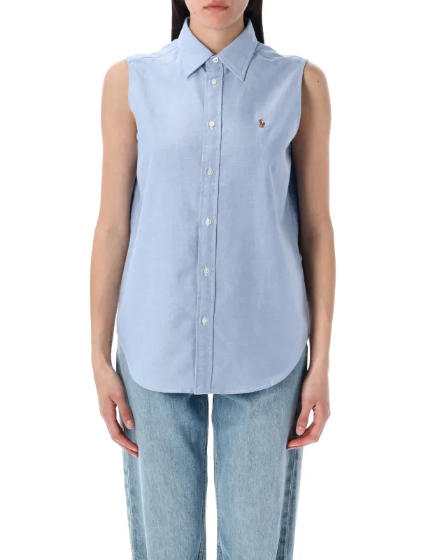 POLO RALPH LAUREN COTTON OXFORD SLEEVELESS SHIRT made by Polo by Ralph Lauren