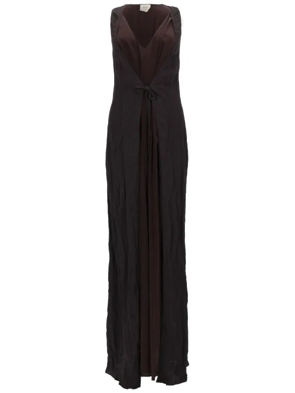 BROWN SILK MODAL POLYAMIDE DRESS made by ALYSI