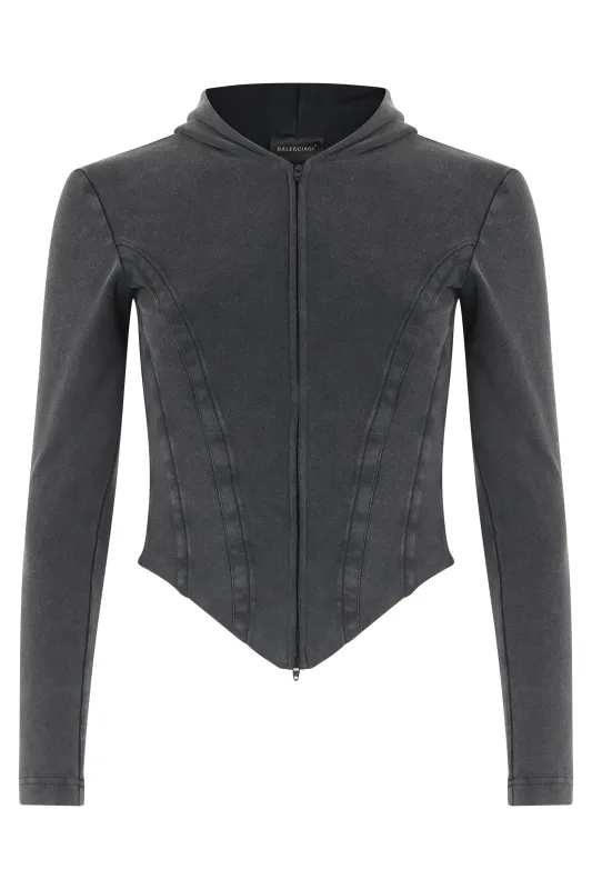 COTTON HOODIE WITH ZIP AND HOOD made by Balenciaga