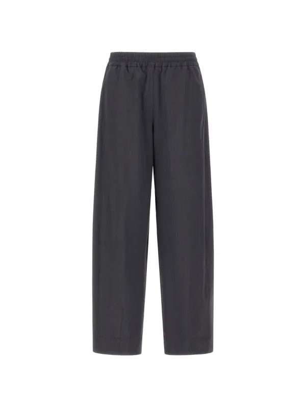 WOOL POLYAMIDE POLYESTER ELASTICATED-WAIST CROPPED TROUSERS made by Herno