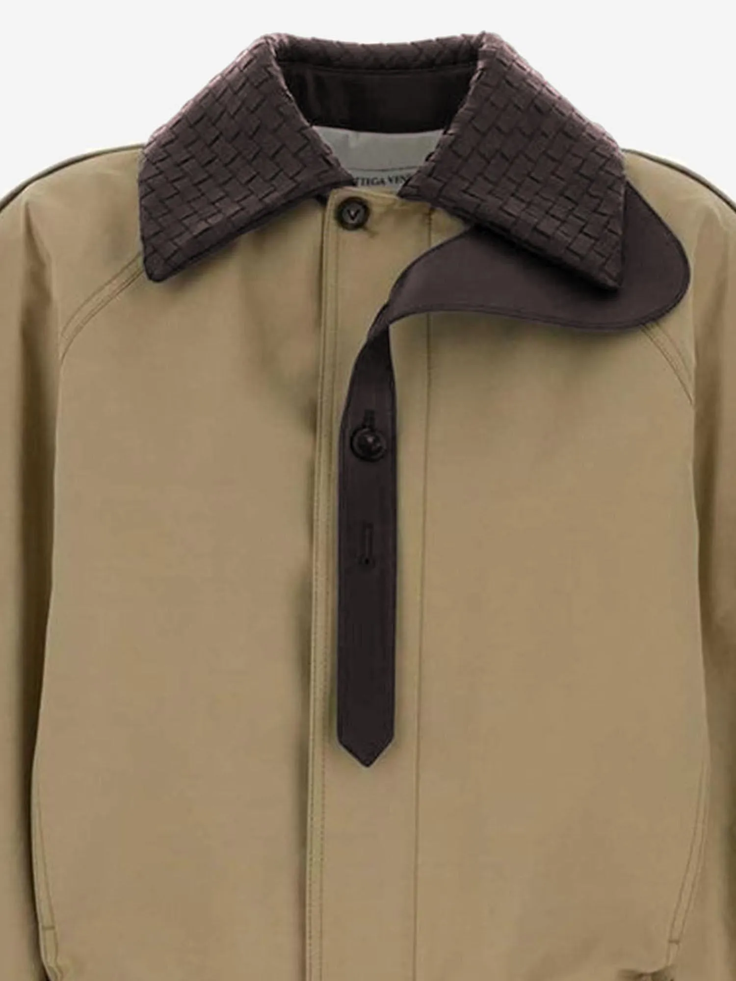 Jacket with Leather Collar, Cotton Beige sold by Lord & Taylor product image thumbnail 3