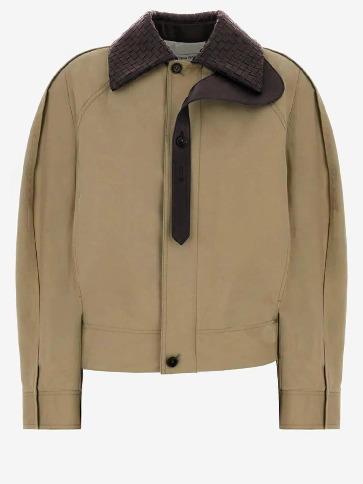Jacket with Leather Collar, Cotton Beige sold by Lord & Taylor